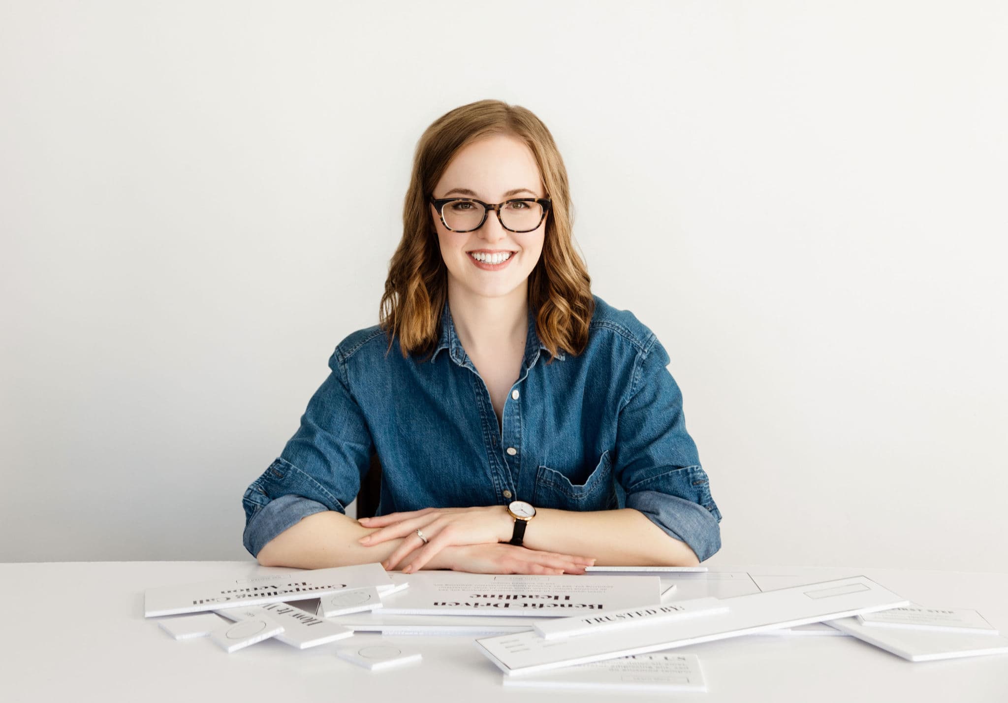 Brittany Downey at her desk